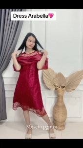 Dress ARABELLA Brukat Mewah Terbaru Dress Natal Kekinian Fashion Style Wanita Cantik Termurah Bisa COD