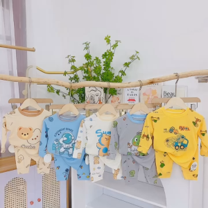 Bộ dài tay cho bé bộ dài tay thun tăm lạnh  caro cho bé trai và bé gái từ 5kg đến 15kg - Cục Vàng Của Mẹ [024]