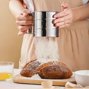 Flour sifter cup for baking fine mesh sieve strainer sifter #304 stainless steel strainer sieve container sieve filter powdered sugar sifter flour cocoa powder stainless sieve mesh kitchen strainer stainless for drain strainer cup for baking utensils
