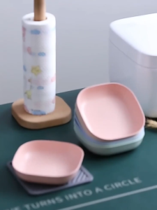 15CM Wheat Fiber Square Plate Plastic Fruit Plate Small Plate Kids Safe Microwaveable Pastel Desktop Square Trash Tray Durable Dishwasher Proof Easy to Clean Plate