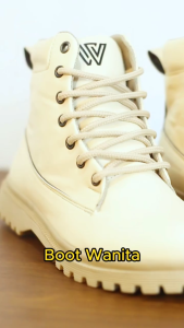 Sepatu Boot Fashion Wanita Wioz W 52753 Sepatu Sneaker Kets kulit sintetis Kuliah Kerja Hangout Warna Krem