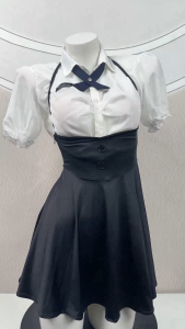 LINA GIRL ชุดนักเรียนเซ็ท ชุดนอนไม่ได้นอน ชุดคอสเพลย์ 🍨 กระโปรงทรงเอเอวสูงผูกเชือกคล้องคอ LN-722