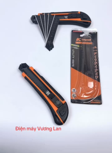 Dao rọc giấy tay cầm bọc cao su tặng kèm 3 lưỡi Kapusi Japan Lưỡi thép SK5 cắt giấy rọc băng keo