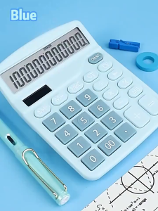 【COD】12 Digits Electronic Calculator Large Screen Desktop Calculators Solar Battery Power