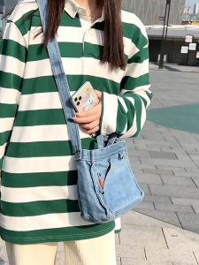 Comelnya Bag Jeans Denim Top-Handle Sling Bag Simple Cute Versatile Beg Silang Wanita Bahan Jeans Moden dan Ringkas