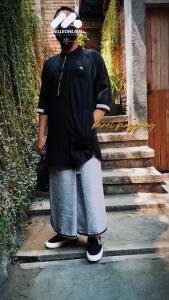 Kurta Lis Melleonlain Baju Koko Muslim Pria Lengan 3/4 Katun Toyobo Premium