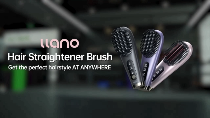 LLANO V2 Cordless Hair Straightener Brush Rechargeable 30s Fast Heating for On The go Styling Portable Negative ion Hair Comb 3 levels temperature adjustment with 190 Million Negative Ions