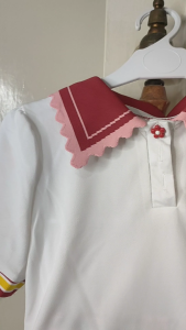 Setelan Anak Perempuan Import T-sirt Mei&Li Rok Mini Kotak--Kotak Kerah 3 Kancing Model Kekinian