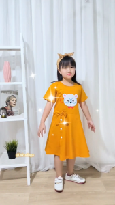 Baju Anak Cewek Perempuan Dress Kaos Cotton Usia 3 4 5 6 7 8 Tahun Gambar Bordir Mouse