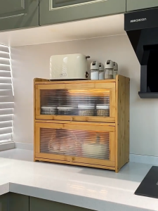 Bamboo kitchen Cabinet Storage Cabinet Dust Seal Pengunci Multifunctional Storage Cabinet Storage Cabinet Spice Cabinet 储物柜/橱柜