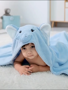 Baby Newborn Towel 100% Cotton Swaddle Baby Wrap Cute Cartoon Hug Quilt Coral Fleece Hooded Bath Large Size