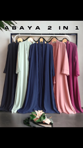 ABAYA SET 2 IN 1 PAKAIAN MUSLIM GAMIS DAN OUTER GAMIS KEKINIAN