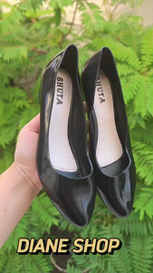 Womens Black Shoes Fashionable Student Black Shoes Rubber Non-Slip Work 5CM Black Shoes Pointed Toe Waterproof Rubber Shoes Comfortable Fit & Elegant Design 090523