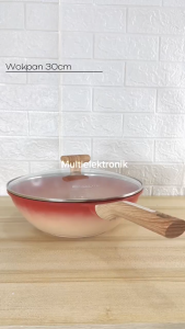 Wok Pan 30 cm Ecohome Cookware Greblon Ceramic Coating Anti Lengket