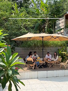 Double-Sided Patio Umbrella with Base 15ft Extra Large Outdoor Umbrella Market Parasol Umbrella Garden Beach Umbrella