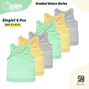 6 Pcs Singlet Anak Bayi Baby Newborn Kaos Dalam Anak Bayi Singlet Warna Gradasi Hijau SNI
