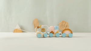 GD Wooden Train Toys Set Wooden Stacking Train for Toddler Montessori Toys for Boy Girl Christmas Birthday Gift
