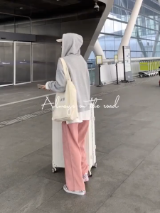 [S-4XL] Ukuran Lebih Celana Korduroi Wanita Celana Kasual Longgar Celana Kaki Lurus MAX Bb100kg Celana Kaki Lebar