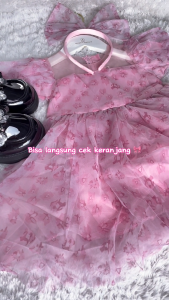 Twinkle Margie Dress Pesta Magenta Bando Anak Perempuan Gaun Pita Party Ulang Tahun Gaun Anak Pesta