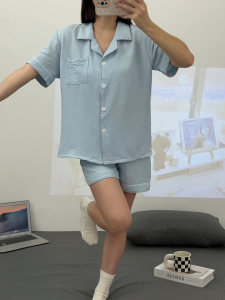 Y&L FASHION C015 high quality pure cotton soft and comfortable solid color shortsleeved shorts set pajama