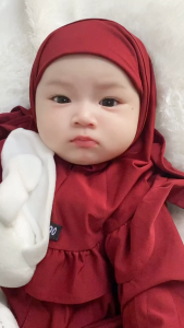 Kalissa - Gamis Bayi Newborn 0 2 Tahun Jersey Set Hijab