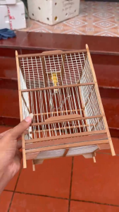 Khung lồng chim khuyên nan cáp quang - khung lồng khuyên kèm móc nậm khung lồng chất liệu trúc già xử lí