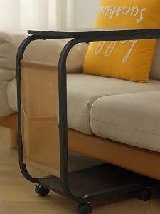 XUXU โต๊ะมุมเตียง 2ชั้น มีล้อ ล็อคได้ การออกแบบรูปทรง C โต๊ะโซฟา โต๊ะรับแขก โต๊ะวางของ โต๊ะไม้กินข้าว วางสิ่งของ ง่ายต่อการเคลื่อนย้าย ห้องนอน