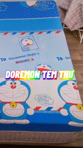 Combo ga bọc đệm và 2 vỏ gối nằm mẫu Doremon Tem thư - drap giường mẫu đẹp