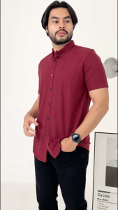 Hey Man Kemeja Pendek Pique - Maroon