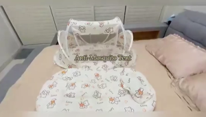 SONGMICS Baby Mosquito Net Bed with Pillow Baby Matress with Mosquito Net Kulambo for Baby Mosquito Net