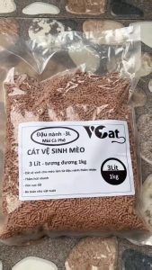 Cát đậu phụ Tofu VCAT 3L Cát vệ sinh cho mèo lót ổ chuột Hamster làm từ bã đậu nành Hữu cơ hòa tan trong bồn cầu