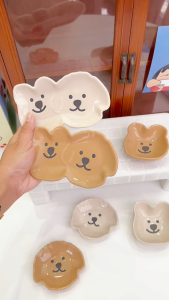 Chén nước chấm đơn và đôi Bauroom hoạ tiết cún con dễ thương ( có sẵn )