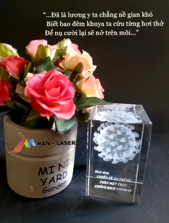 Đèn ngủ pha lê hình khối trụ khắc 2D, 3D theo yêu cầu, G05, Quà tặng ...