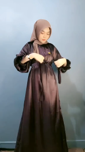 Dress Wanita Terbaru Gamis Wanita Bahan Cradenza Silk Premium Tali Ikat Pinggang Terpisah Gamis
