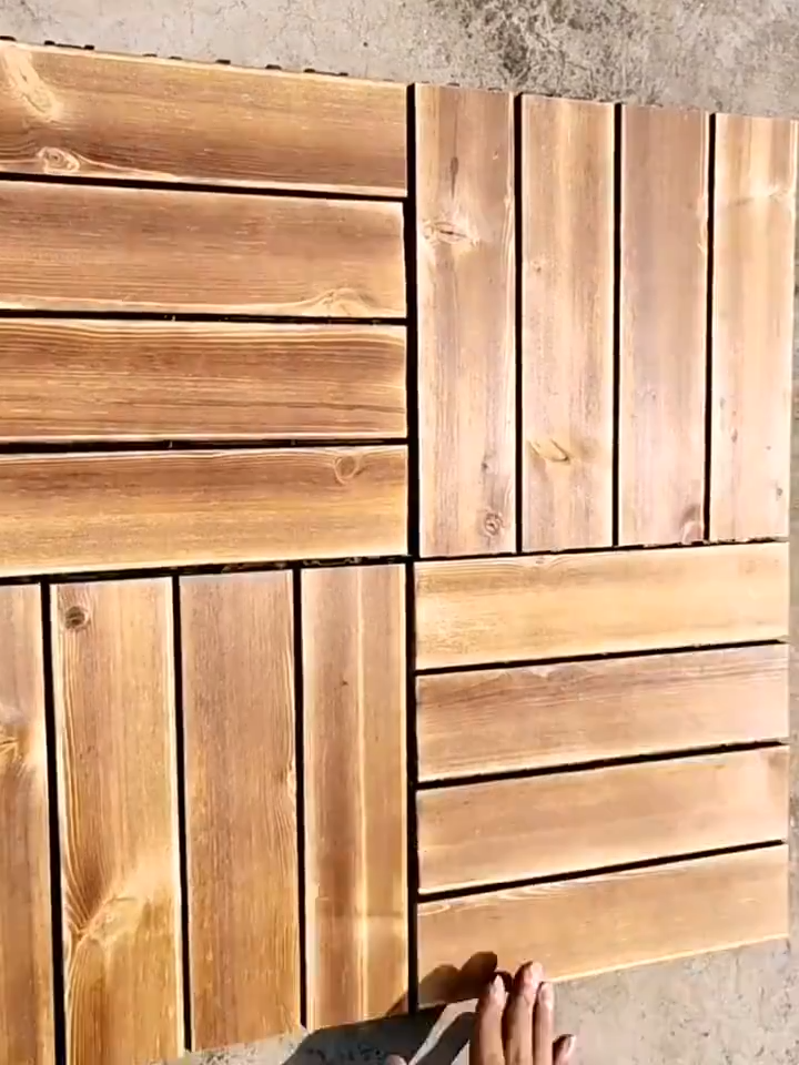 Easyhome.sg 30x30cm Wood Floor Decking Interlocking Deck Floor Tiles Garden Balcony Decoration