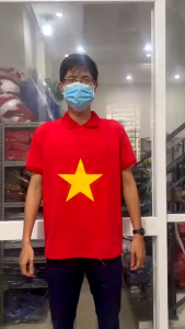 Áo Thun Cờ Đỏ Sao Vàng Việt Nam Cổ Trụ Dành Cho Nam Nữ-Chất Vải Thun Cá Sấu-Hình Thật