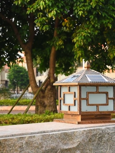 Đèn trụ cổng NLMT giá rẻ có Remote TC04-2 đủ kích thước 25-30-40cm [Tích hợp 3 màu sáng]