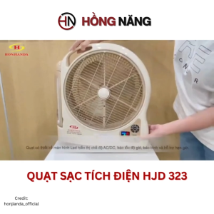 Quạt sạc tích điện Honjianda FL323 dạng hộp AC&DC 12 inch Honjianda FL323 1-2 bình - có đèn LED & USB