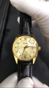Adriatica Swiss Made Automatic Sellita SW200-1 Watch Gold Case Mens Leather Strap Watches 42mm A8142.1251A