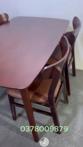 Bàn ăn 4 ghế mango gỗ tự nhiên ghế lót niệm da chắc chắn