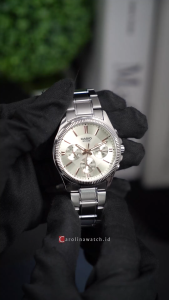 Jam Tangan Pria Casio MTP-1375D-7A2 Enticer Gold  Dial Silver Stainless Steel Band