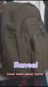 Ransel Wanita Korean Style Desain Geometris Warna Solid Tas Sekolah Kuliah Kerja