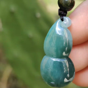 Green Natural Type A Jadeite Jade Pendant Necklace crafted as Gourd with certificate weigh 4.75 grams measurement 29.3 * 14.3 * 6.3 mm (pendant179)