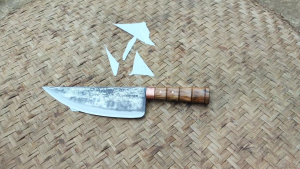 Dao Bầu to thái lọc đa năng lưỡi dao bằng thép nhíp xe lưỡi dài 22 cm cán gỗ quý cẩm chỉ chuẩn dao Phúc Sen Cao Bằng