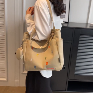 FASHION ACE🔥 Student Classroom Handbag Letter Pattern Canvas Bag Multi functional Portable Durable Handbag Commuting Canvas Bag Thickened and Sturdy (Four Colors) 23111401