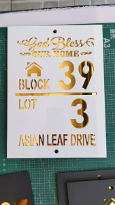 Laser cut Acrylic House Number white/gold