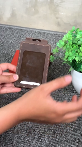 Selvaggi Leather - Sean Lanyard Id Card Name Tag Kulit Sapi Card Holder Double Flip Papan Nama Tali