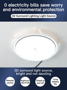 【buy 1 take gift】2000W solar ceiling light round indoor soalr light with solar panel 9730LED solar lamp inside home balcony stairs bedroom lights automatically lamp up when its dark with solar panels waterproof IP67 induction with remote control LS