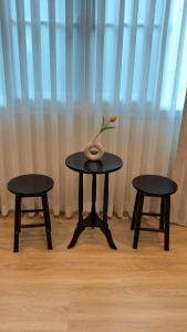 THE PIIXY(พร้อมส่ง) ชุดโต๊ะกาแฟ ชุดโต๊ะเก้าอี้ 2 ที่นั่ง โต๊ะกลม โต๊ะร้านกาแฟน่ารัก มินิมอล ไม้ยางพาราแท้ ไม้จริง