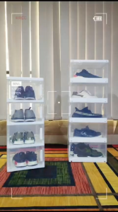 AKAKO Rak Sepatu Tertutup Lemari Sepatu Plastik Transparan Tebal Kotak Sepatu Susun Portable Box Soes Organizer Anti Debu Mudah Dirakit Kotak Sepatu Besar